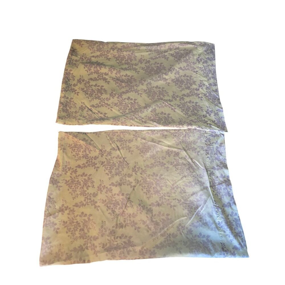 Vintage 60s 70s Spring Pastel Purple Floral Pillowcase Set Cottagecore Bloomcore